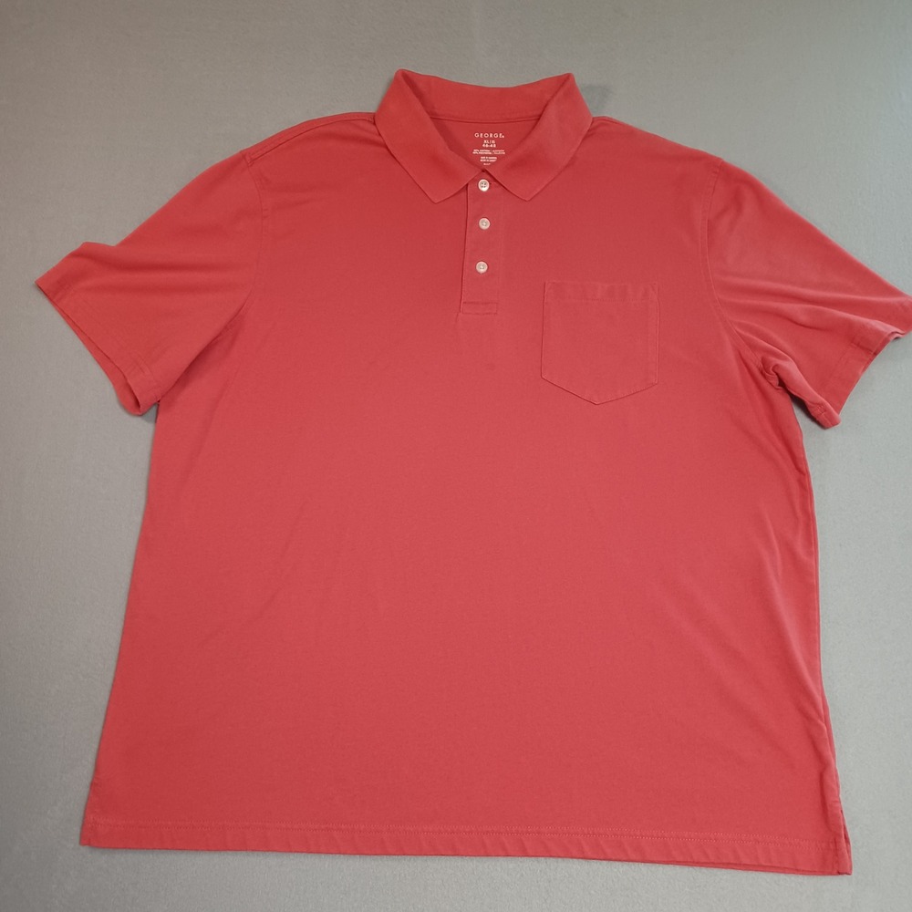 George Mens XL Red Short Sleeve Pocket Polo Shirt Cotton Blend GM26Y011044